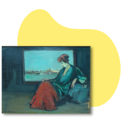 ציור אישה יושבת